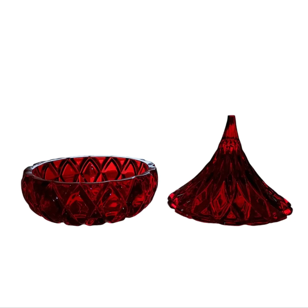 Godinger Shannon Crystal Designs of Ireland Hershey Kiss Shaped Red Candy Dish